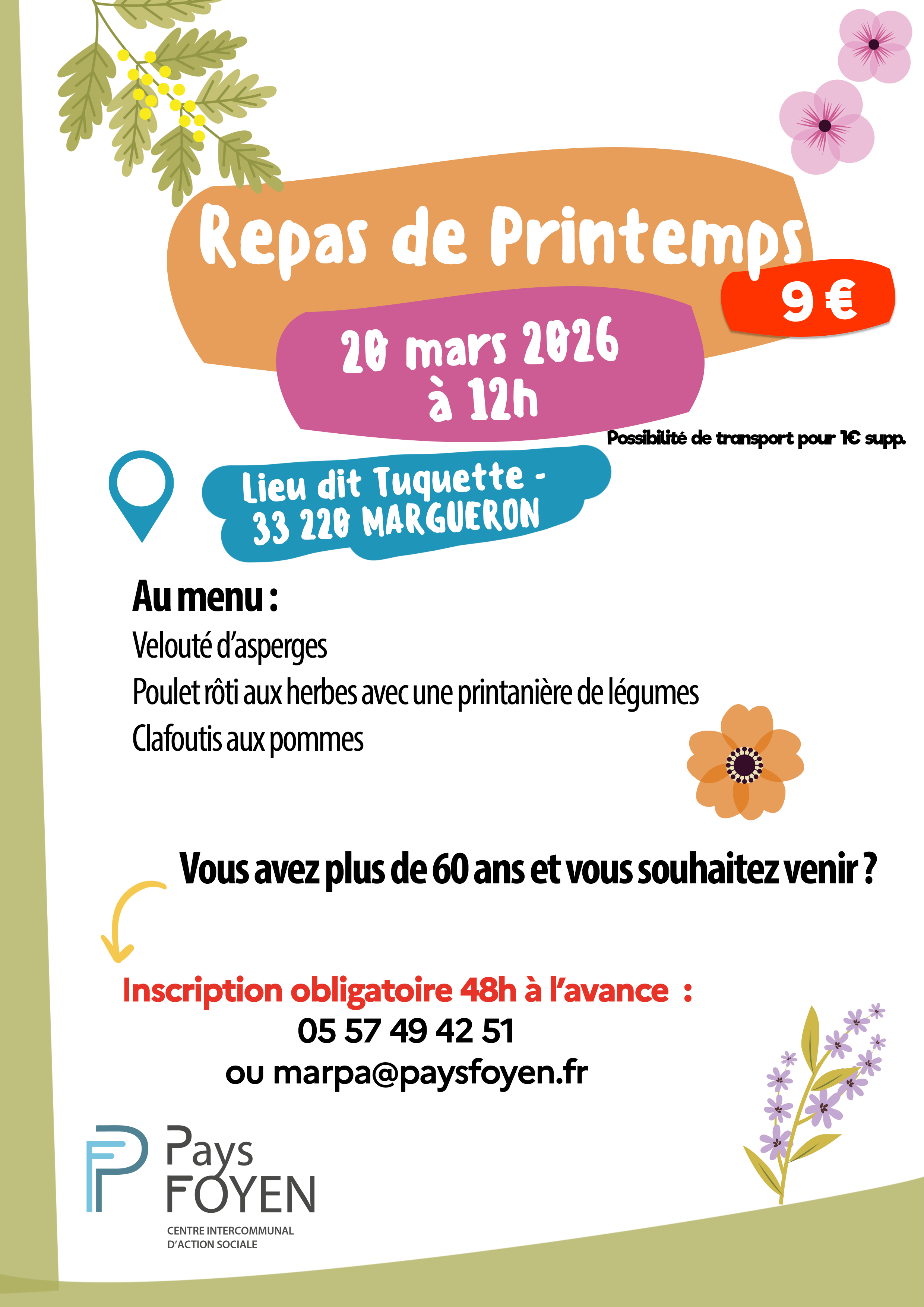 Affiche pour les repas de la MARPA