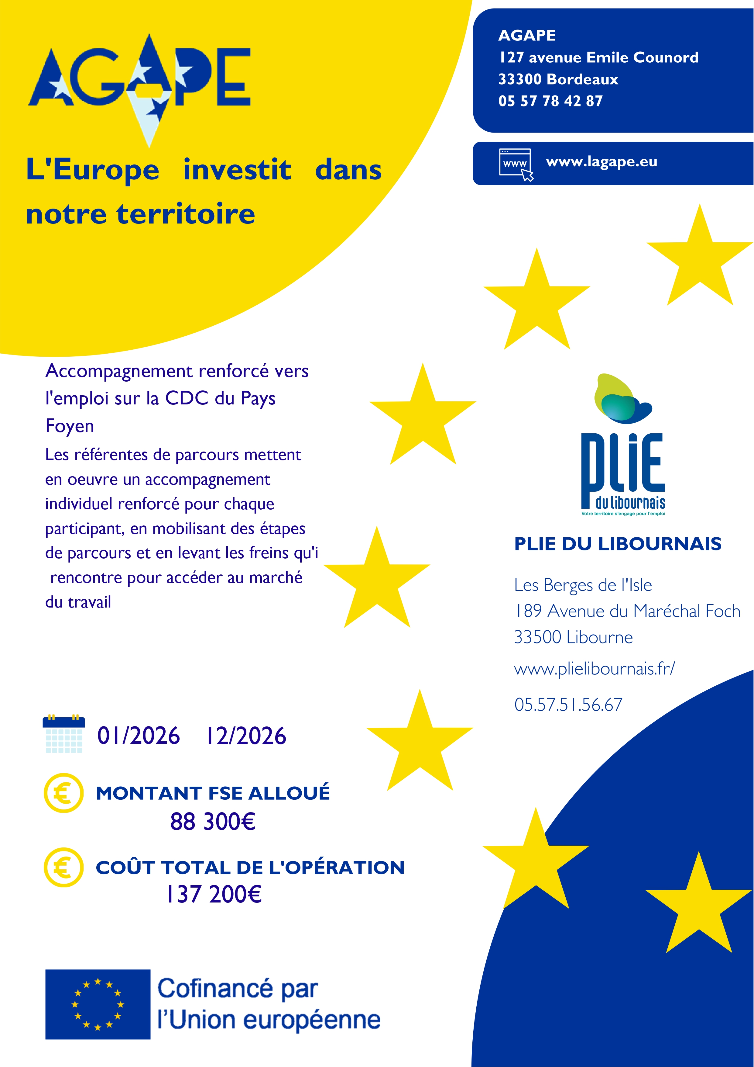 Capture d'écran de l'affiche pour les financement FSE du PLIE du Libournais