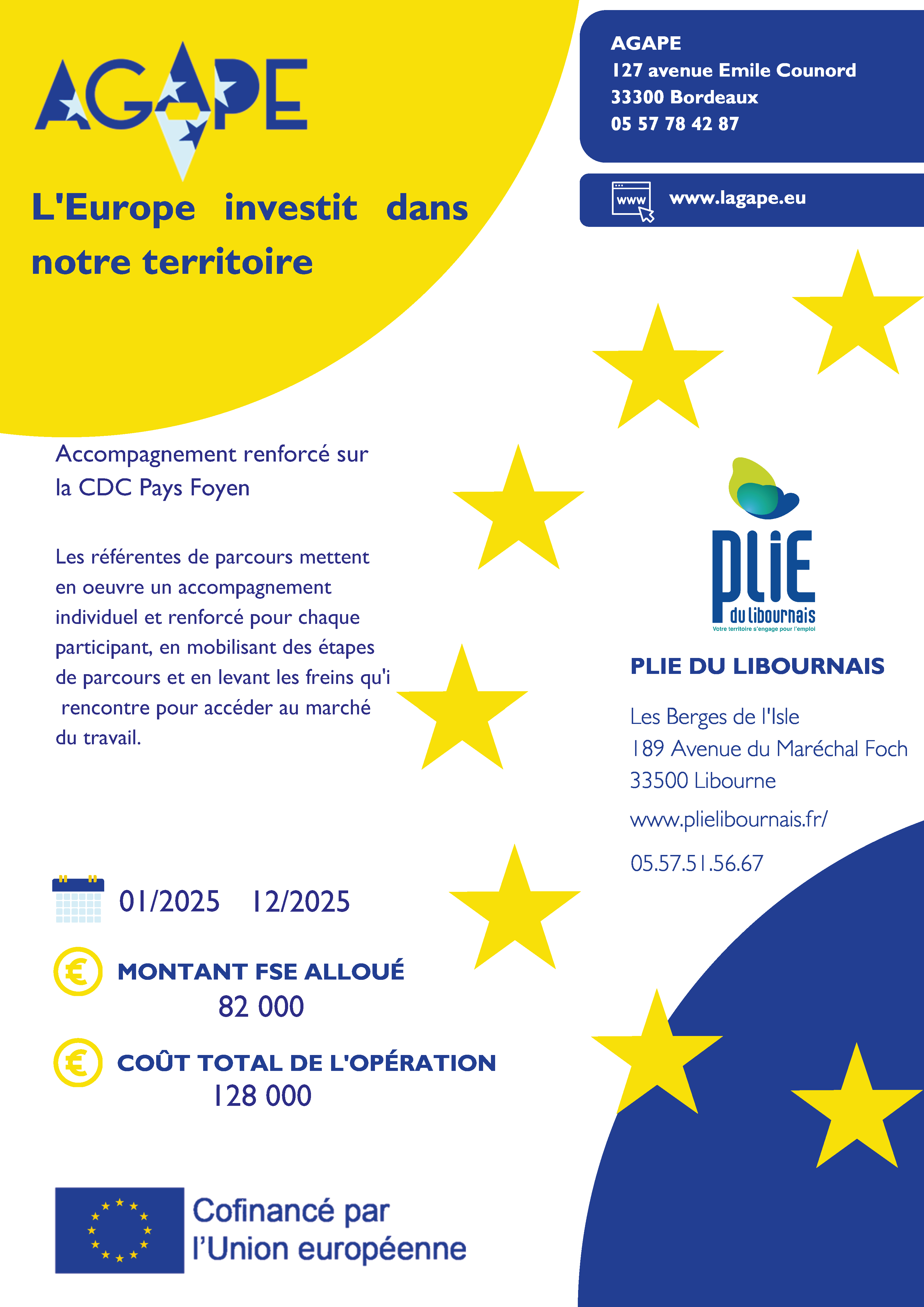 Capture d'écran de l'affiche pour les financement FSE du PLIE du Libournais