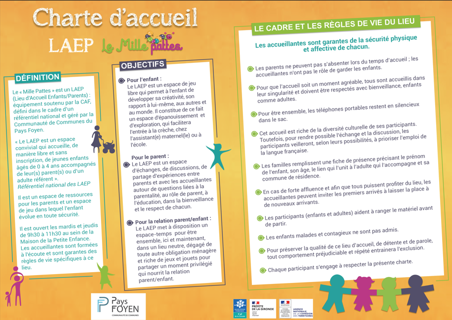 Affiche reprenant la charte d'accueil du lieu d'accueil enfant parents
