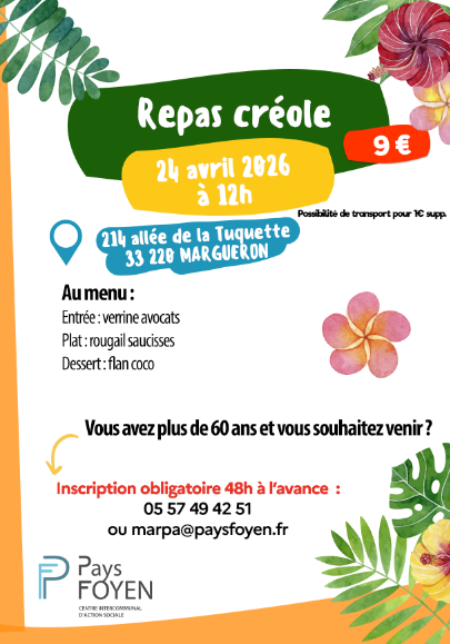 Affiche pour les repas de la MARPA