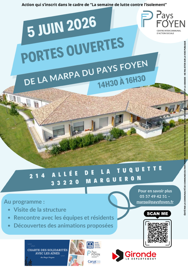 Photo aérienne de la MARPA avec la date des portes ouvertes