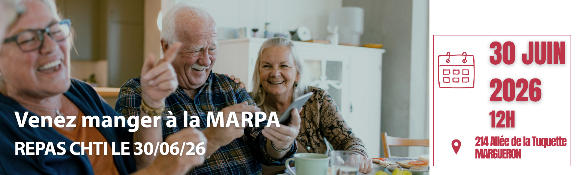 Visuel avec des seniors à tables en train de rire