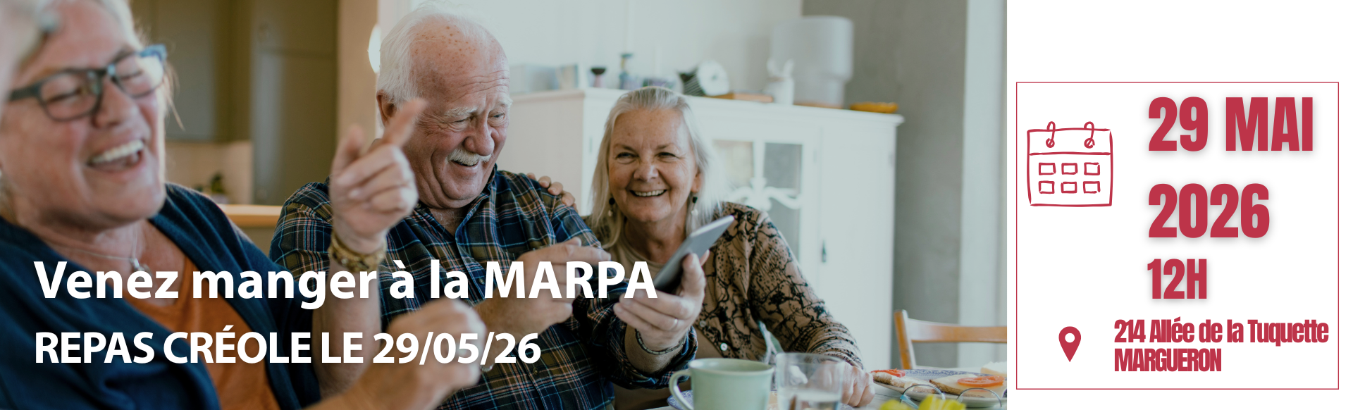 Visuel avec des seniors à tables en train de rire