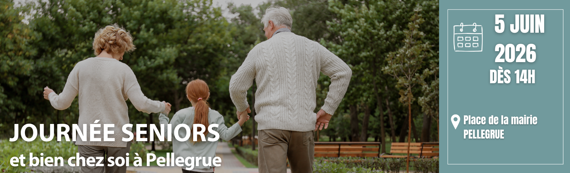 deux grands parents de dos avec petite fille