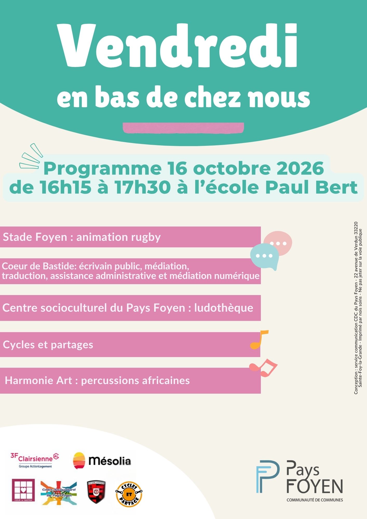 visuel avec illustration d'adultes en train de discuter et d'enfants en train de jouer